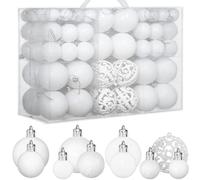 ZFYQ 100 Boules de Noël, Ensemble de Boules pour Sapin, Décoration à Suspendre Ensemble 3/4/6 cm, Adaptées aux Arbre de Noël Fenêtres Guirlandes, Ornements de Noel, Blanc