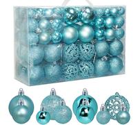 ZFYQ 100 Boules de Noël, Ensemble de Boules pour Sapin, Décoration à Suspendre Ensemble 3/4/6 cm, Adaptées aux Arbre de Noël Fenêtres Guirlandes, Ornements de Noel, Turquoise