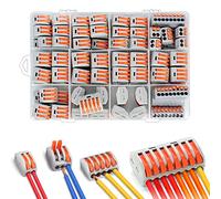 ZFYQ Connecteur électrique, 100 Pièces Rapide Connecteur de Fil de Câble, avec 45pcs 3 Entrées, 40pcs 2 Entrées, 10pcs 5 Entrées, 5pcs 8 Entrées pour Fils Solides, Toronnés et Flexibles