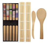 ZFYQ Kit à Sushi, Kit de Fabrication de Sushi en Bambou, 9 Pièces