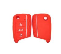 ZFZFC Coque de Clé de Voiture pour VW Golf 7 MK7 3-Tasten, Portable Voiture Clé Protection Étui Telécommande Clé Protecteur Accessoires,Normal-E Red