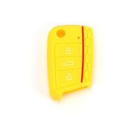 ZFZFC Coque de Clé de Voiture pour VW Touran L Tiguan 2/L/Allspace Facelift R Line T-Cross, Portable Voiture Clé Protection Étui Telécommande Clé Protecteur Accessoires,Einheitsgröße-H Yellow