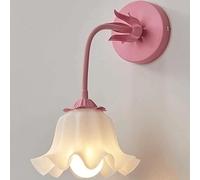 ZGBQHQN 7in French Creative Flower Glass Wall Lampe, E26 / E27 Base Wall Sconce, Pink Glass Design pour Chambre, Chevet, Salon, Couloir, café et Bureau (Vert)