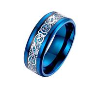 ZGBQHQN Anneaux de promesse en acier inoxydable knbob, bords de carbone de 8 mm incrustés bords biseautés Men Prome Promise Ring avec des ensembles de gravure
