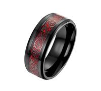 ZGBQHQN Anneaux de promesse en acier inoxydable knbob, bords de carbone de 8 mm incrustés bords biseautés Men Prome Promise Ring avec des ensembles de gravure