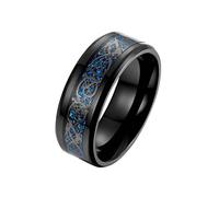 ZGBQHQN Anneaux de promesse en acier inoxydable knbob, bords de carbone de 8 mm incrustés bords biseautés Men Prome Promise Ring avec des ensembles de gravure