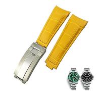 ZGBQHQN Bouettes en cuir de 20 mm à bout incurvé ajustement pour 116610 Submariner Oyster GMT Daytona Slide Lock Backle CowHide Bracelets