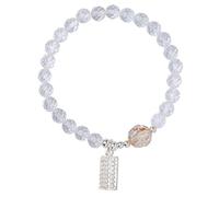 ZGBQHQN Bracelet de richesse Feng Shui, bracelet de perle de jade, cristal en cristal blanc naturel 925 argent Abacus bracelet bonne chance pêche fleuriste