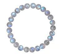ZGBQHQN Bracelet en pierre de lune pour femmes 6 mm Crystal naturel Round Blee Bleu Light Gemstone Stretch Bijoux pour femmes hommes aaaaa
