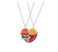 ZGBQHQN Collier de pendentif créatif des meilleurs amis pour femmes Couleur réglable BFF Hamburger Fries Geometric Choker Jewelry Accessoires