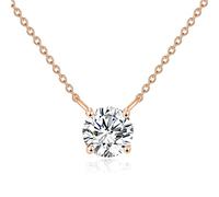 ZGBQHQN Collier Moisanite 14K Real Moisanite Classic 4-PRONG SET ROND COUPE Moisanite Solitaire Simulate Diamond Choker Collier pour femmes Girls Bijoux Gift, Disponible en 0.5CT-2CT, 16 + 2 pouces