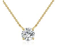 ZGBQHQN Collier Moisanite 14K Real Moisanite Classic 4-PRONG SET ROND COUPE Moisanite Solitaire Simulate Diamond Choker Collier pour femmes Girls Bijoux Gift, Disponible en 0.5CT-2CT, 16 + 2 pouces