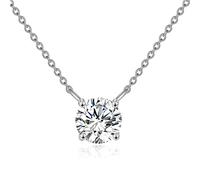 ZGBQHQN Collier Moisanite 14K Real Moisanite Classic 4-PRONG SET ROND COUPE Moisanite Solitaire Simulate Diamond Choker Collier pour femmes Girls Bijoux Gift, Disponible en 0.5CT-2CT, 16 + 2 pouces