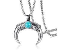 ZGBQHQN Collier pendentif Crescent à corne simple Collier de chaîne de clavicule à la demi-lune en argent vintage pour femmes bijoux de mode