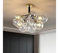 ZGBQHQN Contemporain Glass Llean Luxury Bubble Chandelier Pendante Lamp 6 Lumières Black Gold Mid Century Modern Mother to De Plafond pour Manger du Salon Cuisine