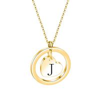 ZGBQHQN Fashion Gold Color Titanium Steel Az Alphabet Tiny Heart Pendant Collier pour femmes Girls Kidd Bijoux Cadeaux