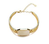 ZGBQHQN HETIAN JADE AWAT MATICE CARD BRACELET FEME 925 Silver Hollow Out Pattern Bracelet