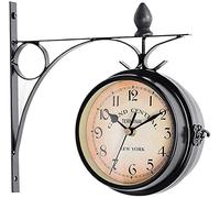 ZGBQHQN Horloge Murale horloges d'art extérieur imperméables, horloges extérieures étanches, Double Face pour Le Cintre en métal à Batterie Murale de Jardin, Horloge Murale Murale