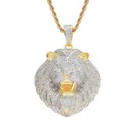 ZGBQHQN Lion Head Pendant Men Ins Style Collier personnalisé Collier punk avec zircon bijoux léger Cadeau d'anniversaire de luxe