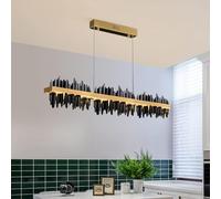 ZGBQHQN Restaurant des lustres de Lustre Moderne de Conception Iceberg LED Compatible avec la Cuisine Salon cuivre éclairage rectangulaire luminaire de la Lampe d'île en Or/Plafond Noir, lumière