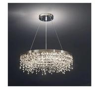 ZGBQHQN Salon Moderne atmosphère Minimaliste en Argent Chambre à Manger Chambre à Manger en Cristal Lustre Lustre, lumière Suspendue (100 cm, lumière Chaude)