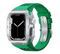 ZGBQHQN Sports Rubber Watch Band Titanium Alloy Watch Case Modification Modification Kit , pour 44mm 45mm 8 7 6 5 4 4 SE SERIE MONTRATION BAND MOD MOD KIT MOD