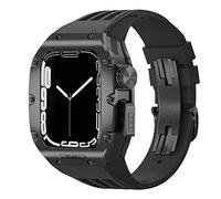 ZGBQHQN Sports Rubber Watch Band Titanium Alloy Watch Case Modification Modification Kit , pour 44mm 45mm 8 7 6 5 4 4 SE SERIE MONTRATION BAND MOD MOD KIT MOD