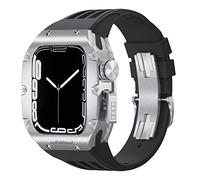 ZGBQHQN Sports Rubber Watch Band Titanium Alloy Watch Case Modification Modification Kit , pour 44mm 45mm 8 7 6 5 4 4 SE SERIE MONTRATION BAND MOD MOD KIT MOD