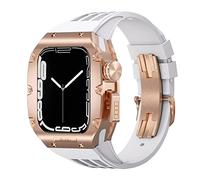 ZGBQHQN Sports Rubber Watch Band Titanium Alloy Watch Case Modification Modification Kit , pour 44mm 45mm 8 7 6 5 4 4 SE SERIE MONTRATION BAND MOD MOD KIT MOD
