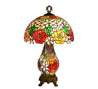 ZGBQHQN Tiffany American Country Table Lamp Country Pink Rural Pastoral rétro adapté à la Salle à Manger du Salon avec décoration de Table de Lampe à Main colorée