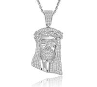 ZGBQHQN Vintage Jésus Head Pendant Men Pendant Collier Hip Hop Punk Collier Christmas Ins Style Birthday Gift Simple Bijoux tendance