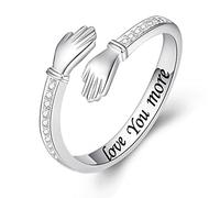 ZGBY Bague en argent sterling S925 avec inscription « Love You More/Always My Mother Forever My Friend » et « I Love You Forever » - Pour femme et fille, Métal, Zircone cubique