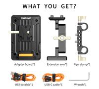 ZGCINE-Plaque de montage en V vérian,PD 14.8V,avec pince de 15mm,adaptateur de plaque v-lock pour batterie standard - Type VP1 Kit 3