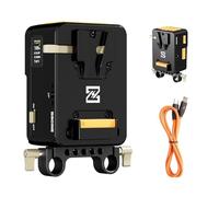 ZGCINE VM-HS1 Hot-Swap V-Mount Battery Plate 50Wh/14.8V, USB-C PD 65W & 8 Ports avec Écran IPS 0.96" pour Appareils Photo Red/Arri (15mm Rod Clamp), 1.25 LB, Orange