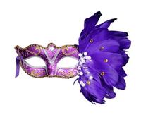 ZGCrumphant 1 pièces mascarade plume Sexy masque femmes for visage Multi couleur princesse masque Sexy demi plume masques décor pour fête(PURPLE)