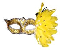 ZGCrumphant 1 pièces mascarade plume Sexy masque femmes for visage Multi couleur princesse masque Sexy demi plume masques décor pour fête(Yellow)