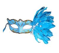 ZGCrumphant 1 pièces mascarade plume Sexy masque femmes for visage Multi couleur princesse masque Sexy demi plume masques décor pour fête(Blue)