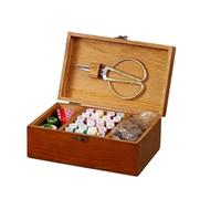 ZGCrumphant Boîte À Couture en Bois Vintage, Bricolage Outils De, Multifonctionnelle, Rangement D'aiguilles Et Fils Massif Coffret en Bois(1Set)
