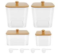 ZGCrumphant Conteneur pour capsules de lessive Lot de 4 boîtes rangement for dosettes lessive avec couvercle et support transparent réutilisable for lingettes sèches for buanderie