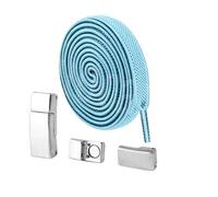 ZGCrumphant Lacets de chaussures Lacets de chaussures élastiques 1 paire boucle d'attraction mutuelle carrée lacets sans cravate for baskets lacet plat for enfants adultes(17 Sky Blue)