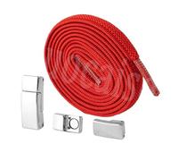 ZGCrumphant Lacets de chaussures Lacets de chaussures élastiques 1 paire boucle d'attraction mutuelle carrée lacets sans cravate for baskets lacet plat for enfants adultes(4 Red)
