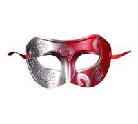 ZGCrumphant Masque Antique à tête plate en or et argent, 1 pièce, demi-masque de décoration for fête de bal, for hommes et femmes pour fête(Bright red)