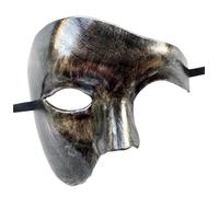 ZGCrumphant Masques de fête Masque de mascarade Un œil Demi-visage Fantôme Masque de fête de bal antique pour fête(Silver)