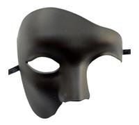 ZGCrumphant Masques de fête Masque de mascarade Un œil Demi-visage Fantôme Masque de fête de bal antique pour fête(Black)