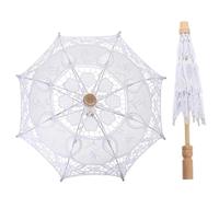 ZGCrumphant Parapluie de mariage Mini accessoire de mariage, 2 pièces, décorations cérémonie, Parasol en dentelle blanche for parapluies bois vrac