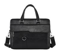 ZGCrumphant Sac à main en cuir for hommes, mallette for ordinateur portable, sacoche à bandoulière, portefeuille d'affaires for documents A4 pour Travail(Black)