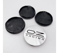 ZGCYK 4 Pièces Voiture Cache-moyeux pour 52mm/55mm OZ M582 Car Hub Center Cap Wheel Covers Pneus et Jantes Stickers Accessoires,SilverBlack