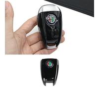 ZGCYK Voiture Coque de Clé pour Alfa Romeo Giulia Stelvio Télécommande étui à Clés Boîtier Protection Porte-Clés Gift Accessories,GlossyBlack-A