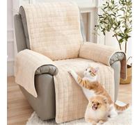 ZGDDPZA Housse d'accoudoir de canapé en cuir pour appuie-tête et fauteuil inclinable, housse d'hiver douce et antidérapante pour animaux de compagnie, canapé en cuir (beige, 1 place (53 x 190 cm)