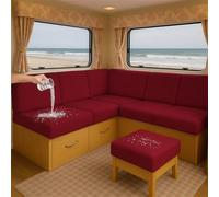 ZGDDPZA Housse de Coussin Extensible pour Caravane imperméable en Jacquard avec 2 Sangles élastiques pour Banc de Camping-Car, Banquette, dinette, Multi-Tailles (Bordeaux,L130-160cm W 40-65cm)